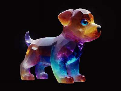 Colorful Geometric Puppy Ornament Decoration Set with Crystal Design for Home Decor 3d model