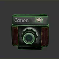 Vintage Canon Camera With Red Leather Body And Classic Lens Design
