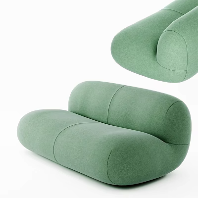 Green Modern Sectional Sofa Featuring Curved Upholstered Design For Comfortable Living Room Seating 3d model