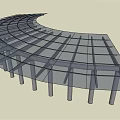 Modern Pergola Design With Curved Roof Structure And Multiple Columns For Outdoor Space