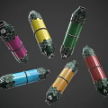 Colorful Grenades With Leaf Patterns And Stripe Designs In Various Hues