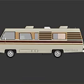 Vintage Cream Colored Bus With Red Stripes Windows And Roof Protrusions Exterior Design