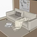 Modern Double Sofa Blanket Book Carpet 3d model