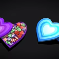 Colorful Heart Shaped Boxes Filled With Assorted Candies For Gifts