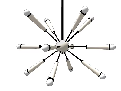 Modern Chandelier Design Featuring White Arms With Spherical Ends And Central Base 3d model