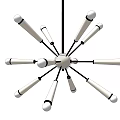 Modern Chandelier Design Featuring White Arms With Spherical Ends And Central Base