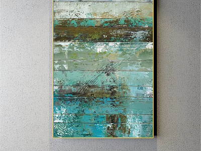 Modern Abstract Painting With Teal Brown And White Textured Layers For Wall Art Decoration 3d model