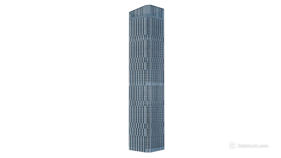 Modern Skyscraper with Glass Curtain Wall and Vertical Architectural Design 3d model 