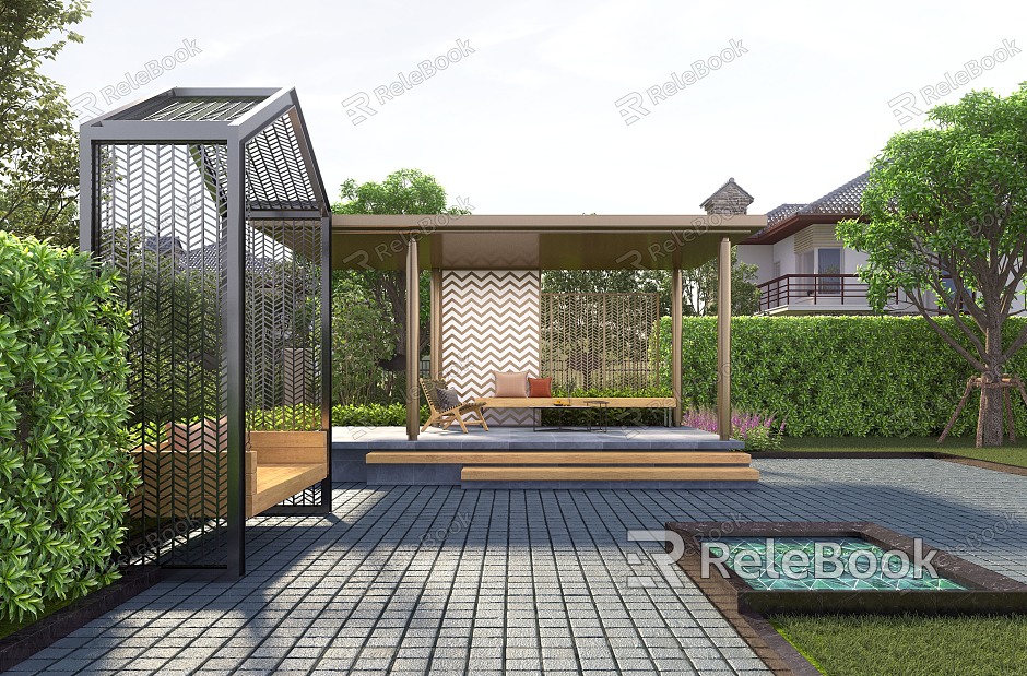 Modern courtyard courtyard landscape model