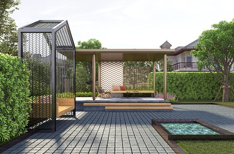 Modern courtyard landscape 3d model