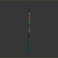 Various Designs of Blue and Orange Daggers on Gray Background with Reflections