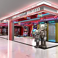 Spacious Arcade Featuring Neon Lights Game Machines Dance Machines Red Decor And Blue Lighting