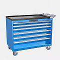 Blue Heavy Duty Tool Cart With Multiple Drawers Black Top And Wheels