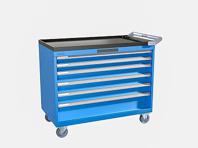 Blue Heavy Duty Tool Cart With Multiple Drawers Black Top And Wheels 3d model