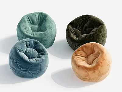 Plush Velvet Bean Bags In Multiple Colors For Modern Comfortable Living Room Seating 3d model