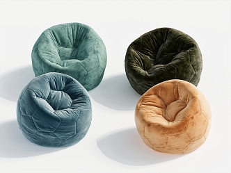 Sofa Stool Fabric Round Stool Single Sofa 3d model