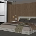 Modern Bedroom Interior Design With Large Bed Floor To Ceiling Window And Soft Lighting 3d model