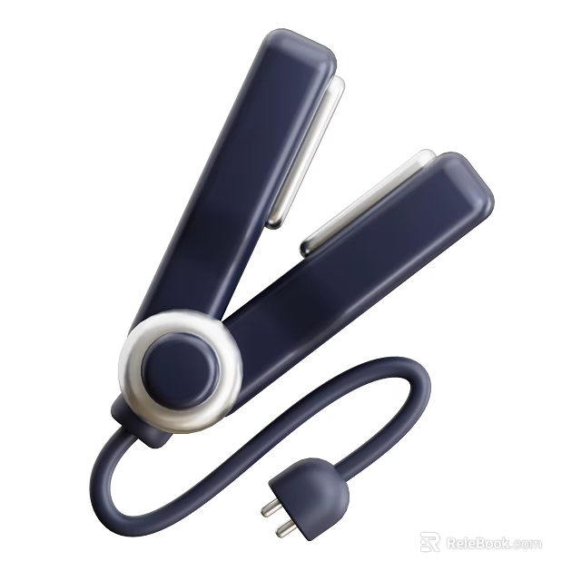 Professional Hair Styling Tool Deep Blue Design With Sleek Grip And Power Cord 3d model 