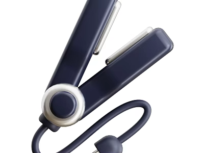Professional Hair Styling Tool Deep Blue Design With Sleek Grip And Power Cord 3d model