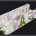 Modern Clothing Store Interior Design With Clothing Racks Display Areas And Plants