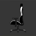 Modern Black And White Gaming Chair With Comfortable Design And Rolling Wheels 3d model