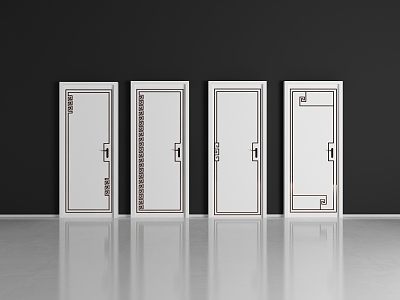 New Chinese Style Flat Door 3d model