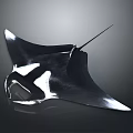 Black And White Manta Ray With Shiny Surface And Elegant Streamlined Body On Dark Background