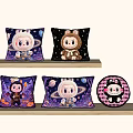 Cartoon Character Throw Pillows With Starry Sky Planets And Various Designs 3d model