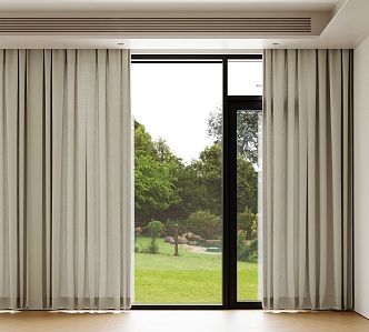 Modern Curtain Blackout Curtain khaki Curtain Invisible Electric Curtain Fabric Curtain 3d model