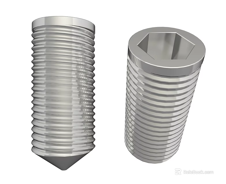 Durable Metal Hardware Tools Bolts With Pointed Tip And Hexagon Socket Head 3d model 