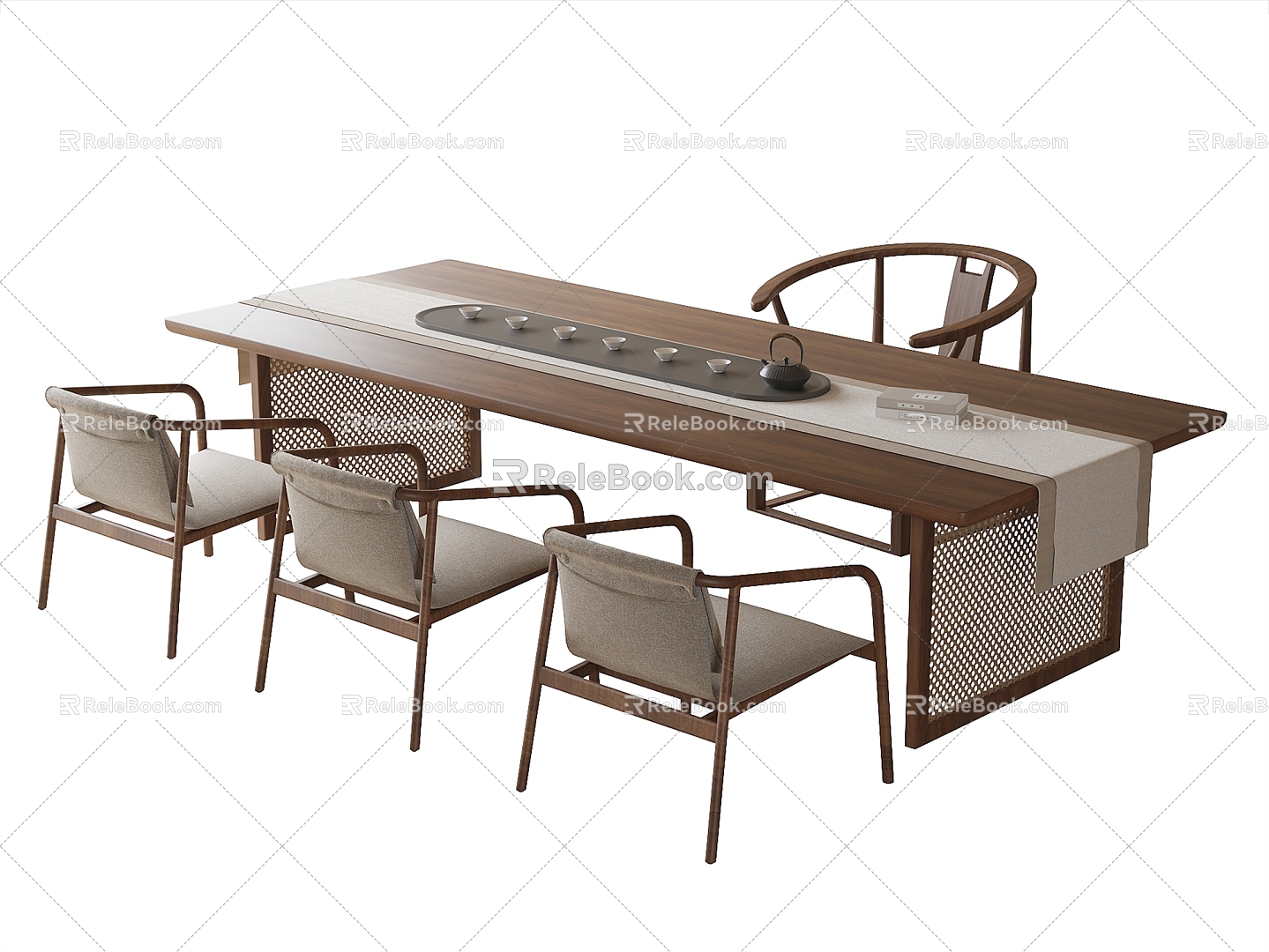 New Chinese Tea Table and Chair Tea Chair 3d model