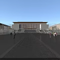 Traditional Style Museum Building With Wide Plaza Front Steps And People Walking