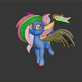 3D Game and Movie Character with Light Gray Body White Mane Blue Eyes Blue Wings