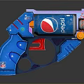 Pepsi Themed Blue Toy Gun With Colorful Details And Red Orange Accents