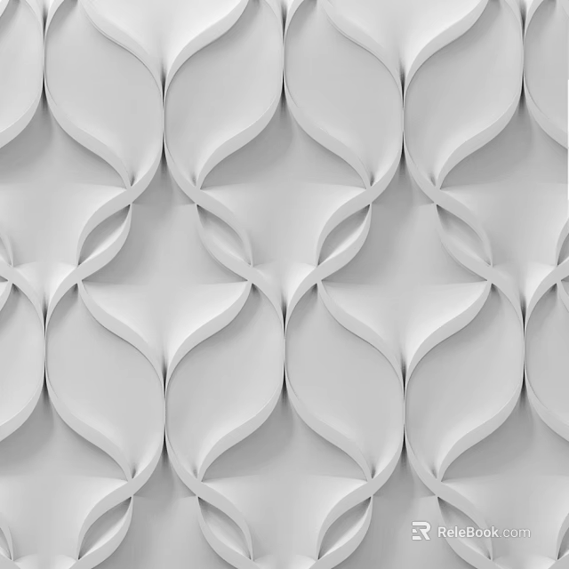 Elegant Modern Wall Design with Decorative Curved Patterns and Smooth White Texture 3d model 