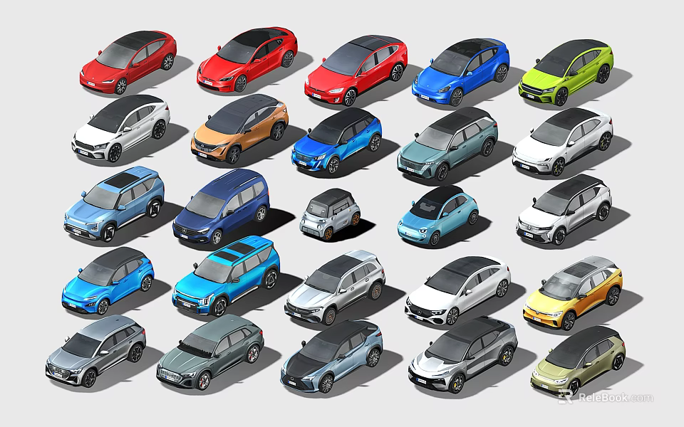 Colorful Assorted Cars Collection With Different Models And Styles 3d model 