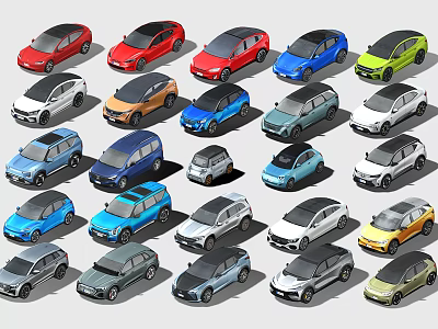 Colorful Assorted Cars Collection With Different Models And Styles 3d model