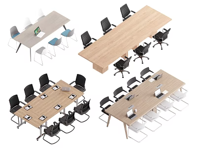 Modern Conference Table and Chair Combination Office Table and Chair 3d model