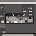 Modern Wine Cabinet Interior With Glass Doors Gray Cabinets Wine Bottles And Decorative Plants