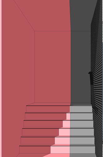 Modern Staircase Network Red TikTok Corner Hole Board 3d model