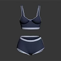 Stylish Blue Underwear Set Featuring Bra and Panties with White Trim