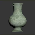 Traditional Bronze Decorative Vase With Greenish Patina And Carved Patterns