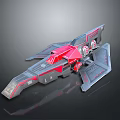 Sci Fi Spaceship Model With Red And Gray Sleek Design Sharp Wings And Detailed Body 3d model