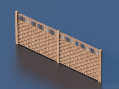 Decorative Wooden Garden Fence With Lattice Top And Slatted Panel Design 3d model