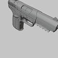Game Movie Character's Colorful Pistol With Blue Yellow Stripes And Camo Grip