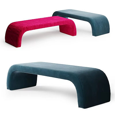 Modern Curved Upholstered Public Chairs In Red And Blue Colors 3d model