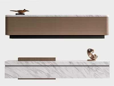 Modern Reception Desk Design With Marble Countertop And Decorative Bird Figurine Metal Sculpture 3d model
