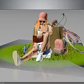 Girl In Pink Hat Orange Hair Sitting On Green Grass With Bicycle Backpack Red Notebook