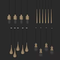 Modern Copper Hanging Pendant Lights Featuring Various Stylish Designs 3d model