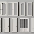 Hinged Doors with Various Designs Including Glass Panels and Solid Styles for Home Interior 3d model